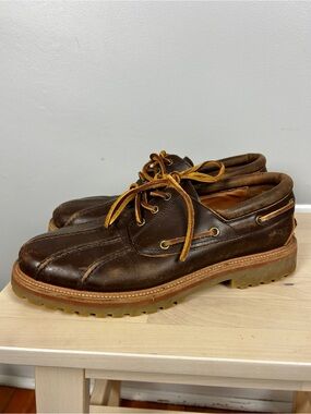ALDO Finn Leather Lug Sole Boat Shoe Brown Men's 8 Nautical Marina Preppy Summer